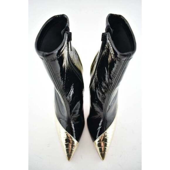Christian Louboutin Bibooty 100 Black Platine Gold Patent Ankle Heel Boot 40 - Picture 7 of 12